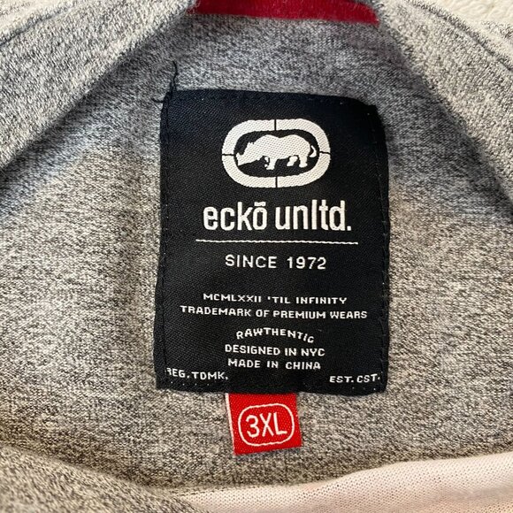 Ecko Unltd Mens Graphic T-Shirt 3XL Gray White Red Rhino Design Casual - Picture 3 of 7